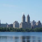 View of the Upper West Side of New York, across the reservoir in