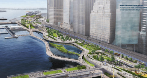 뉴욕 로어 맨해튼을 기후 변화로부터 구하라! 50억 달러 규모의 허드슨강 주변 확장 계획